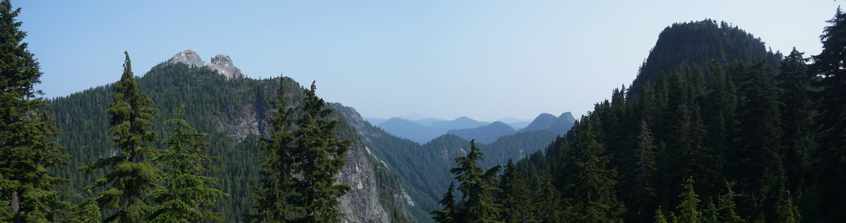 Blick vom Alpin Trail auf den Crown Mountain mit den beiden Gipfeln Pyramid und Camel.