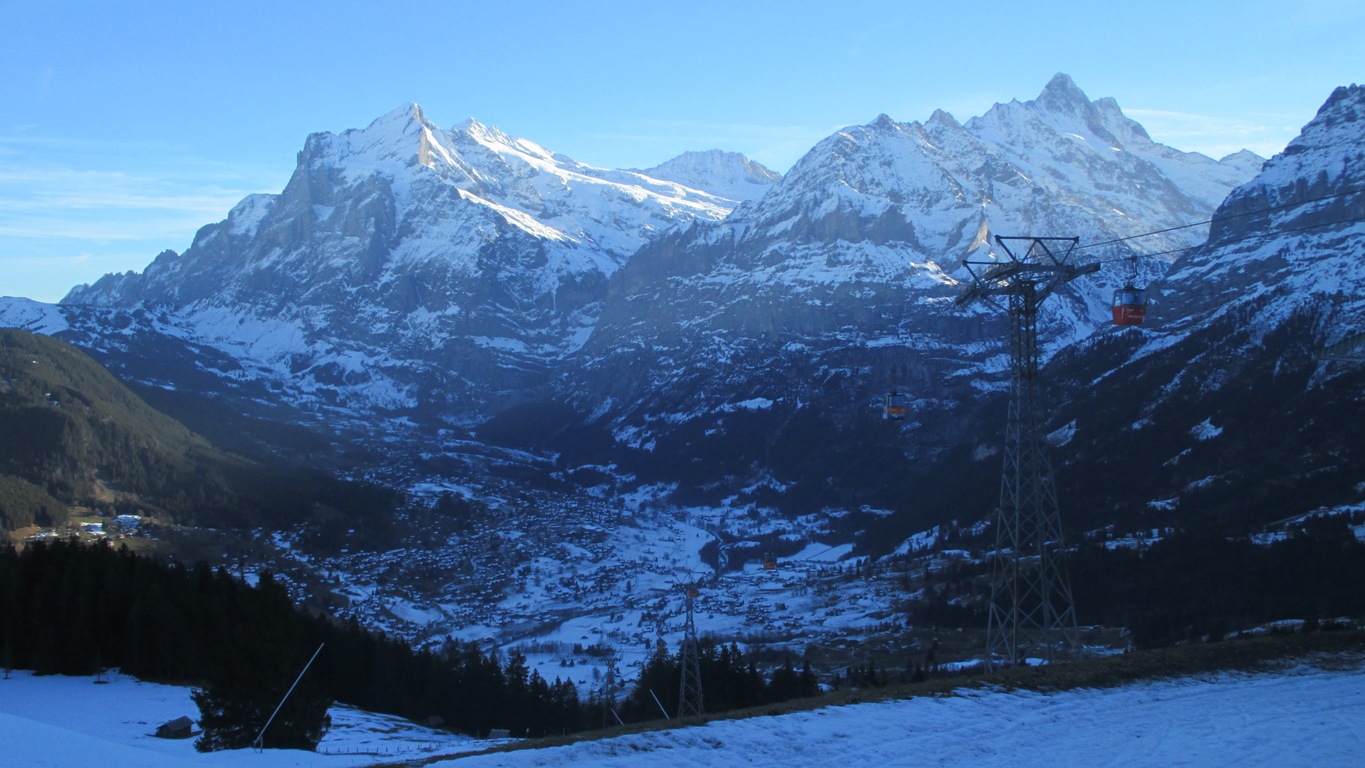 Blick von der Mittelstation Holenstein auf Grindelwald.