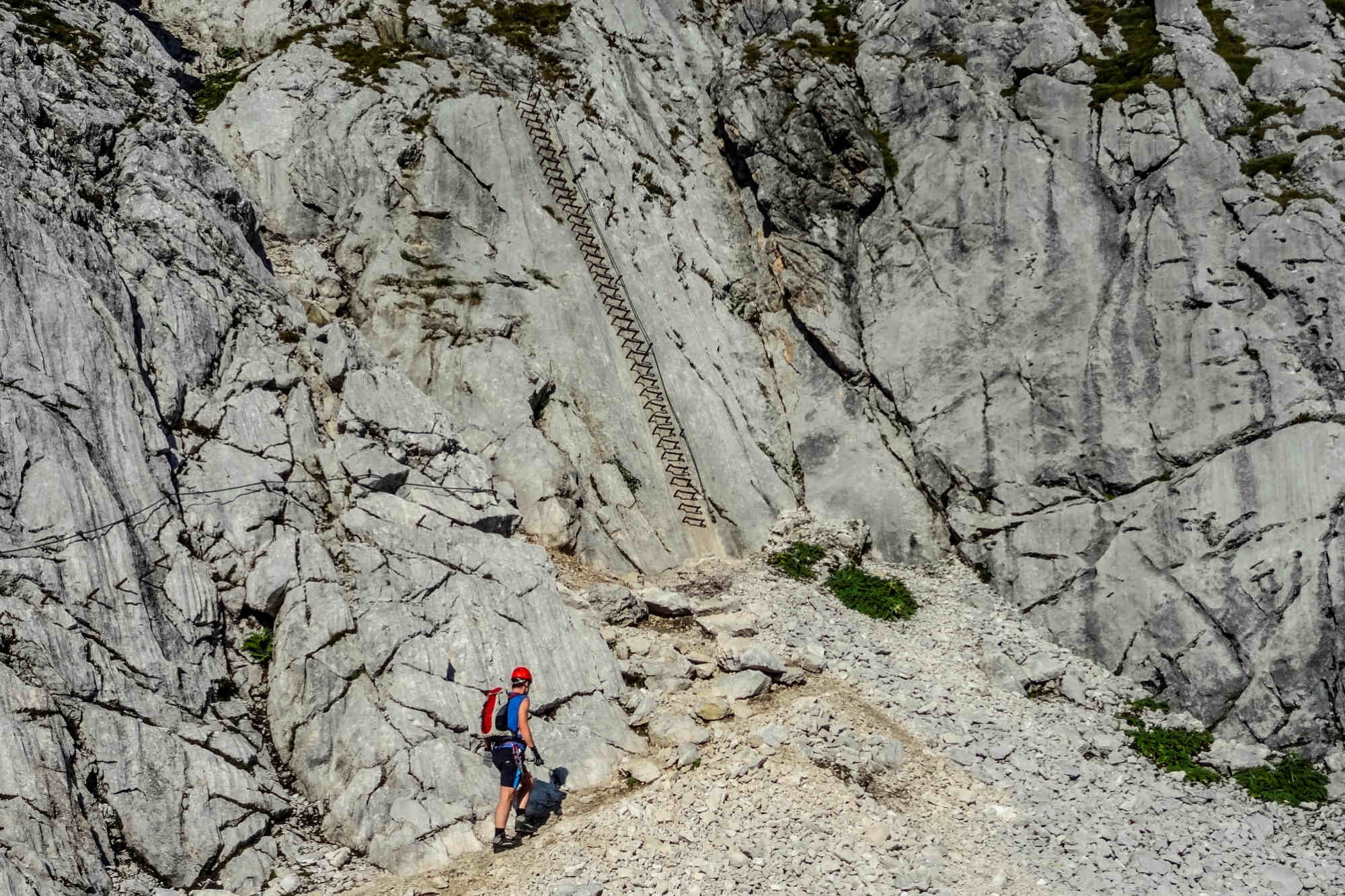 Die Leiter der Alpspitz-Ferrata an der Alpspitze.