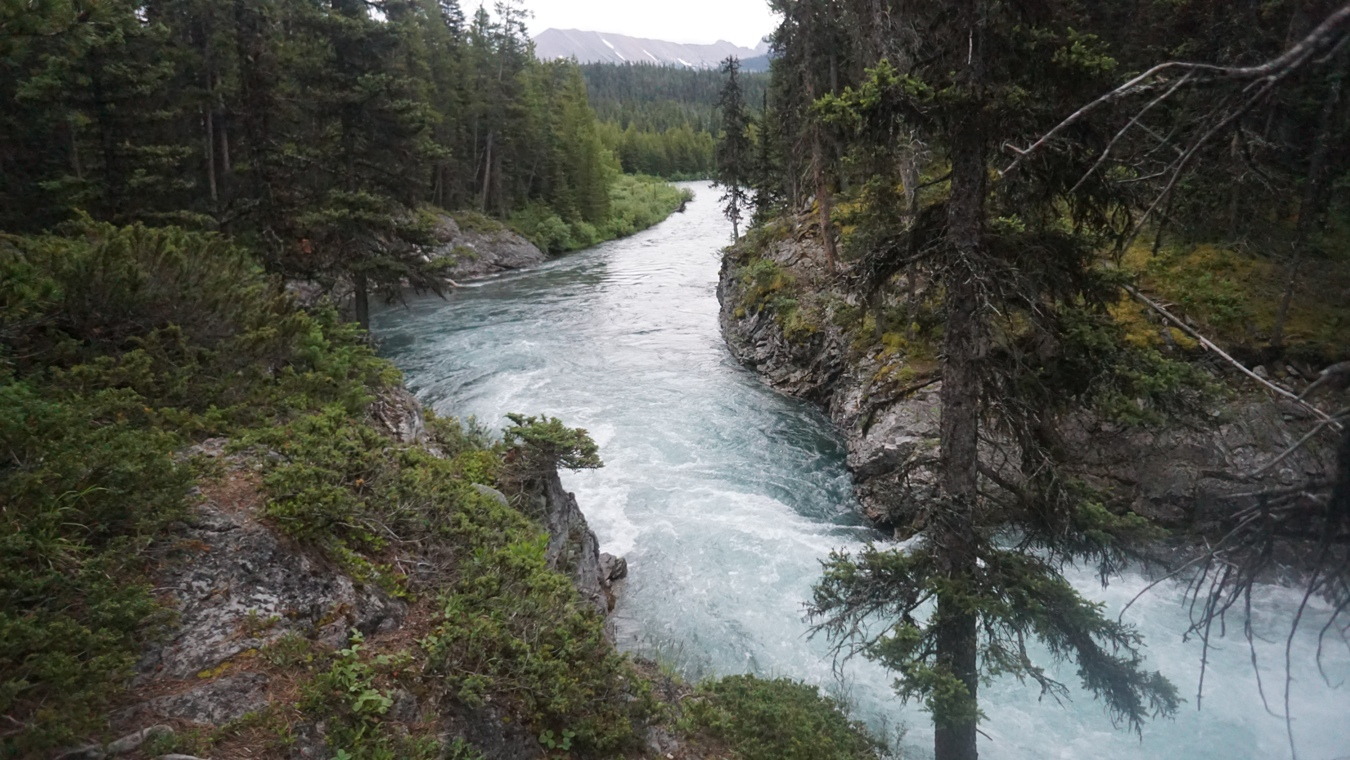 Die Mündung des Bryant Creek in den Kanadischen Rockies.