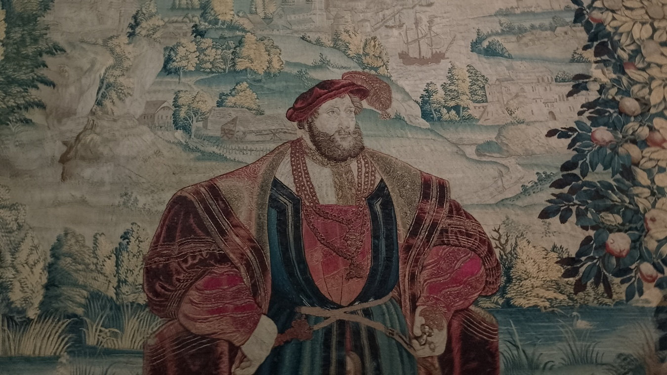Der Bildteppich von Pfalzgraf Ottheinrich im Schloss Neuburg.